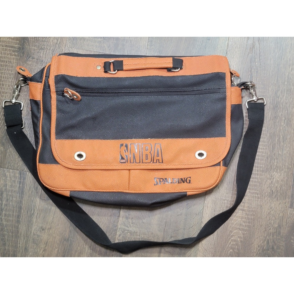 Vintage NBA Spalding Messenger Bag Laptop Bag Basketball‎ Fan Gear Orange Black
